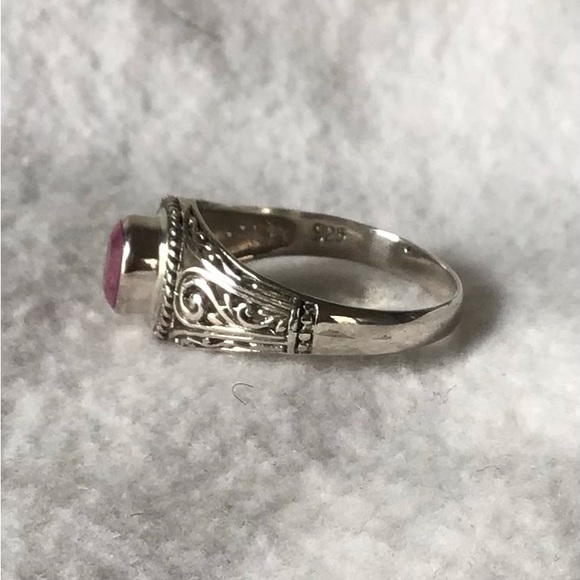 Pink Sapphire Ring in Artisan Sterling Silver - Picture 7 of 8